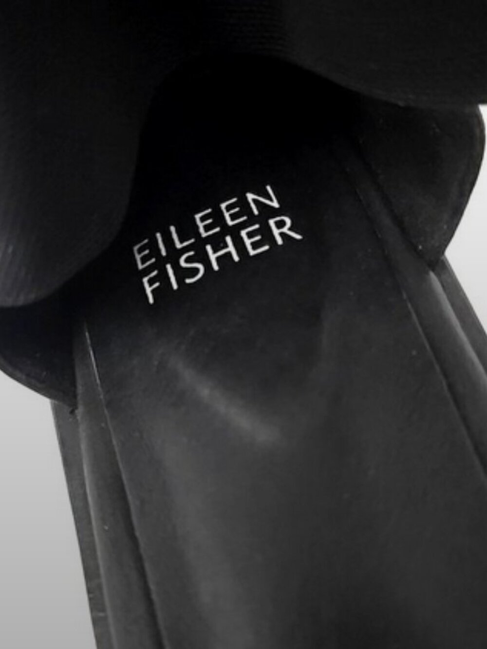 Eileen Fisher Black Leather Sandals – Size 8 | Minimalist Flat, Elastic Back Zip - Picture 12 of 16